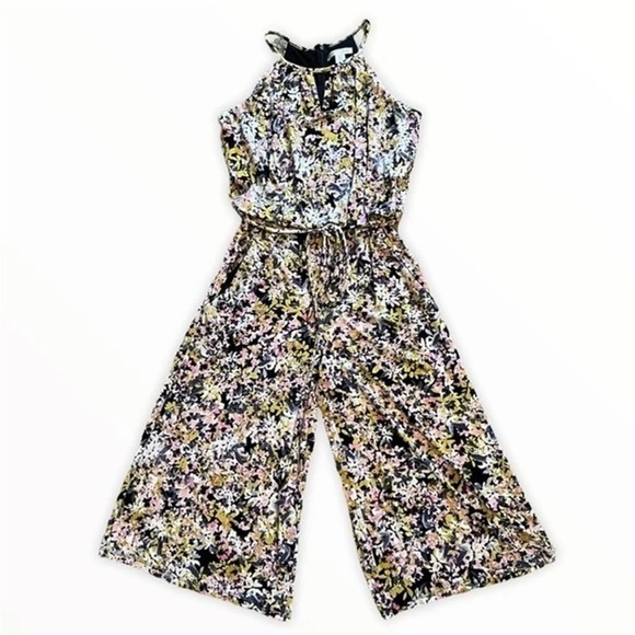 London Times Spring Floral Cropped Halter Jumpsuit Size 12 - Picture 8 of 15